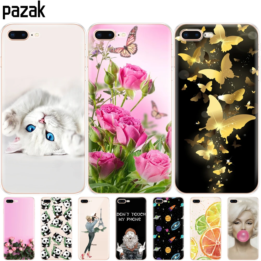 

silicone Case For iphone 7 8 plus Case soft tpu Shell Back Cover For Apple iPhone 7 8 Bag Fundas coque etui bumper clear paiting