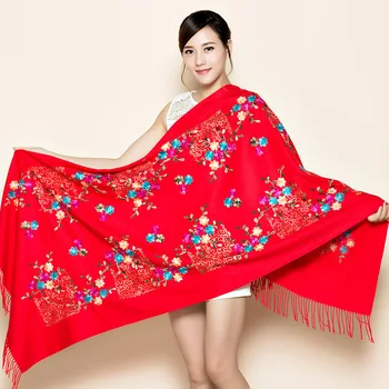 

2019 Hot Scarf For Women Winter Embroidery Neck Cashmere Scarves Lady Shawl Wrap Female Foulard Blanket Tassel Bandana Femme