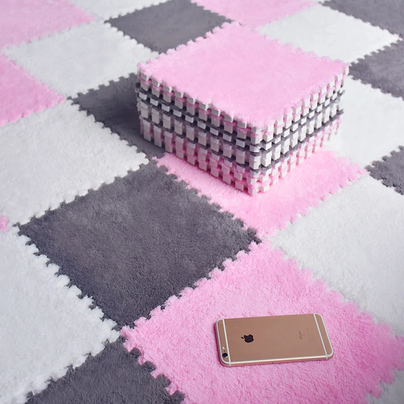 Floor Mat Carpet DIY Nordic Ins Room Plush Velvet Bedroom Full Rooms Children's Girls Net Pink Mat Floor Mats Plush Surface Crop 4