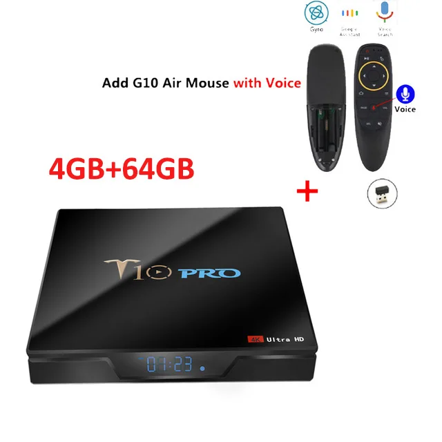 4GB 64GB add G10 T10 PRO Android ТВ приставка Amlogic S905X2 четырехъядерный DDR4 4 ГБ ОЗУ 64 Гб ПЗУ 2,4G 5G WiFi Bluetooth 4,1 ТВ приставка 4K HD Смарт медиаплеер - Цвет: 4GB 64GB add G10