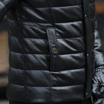 

Genuine Leather Down Jacket Men Short Winter Coat Men's Sheepskin Leather Jackets Lamb Fur Collar Coats AYR2883 KJ803