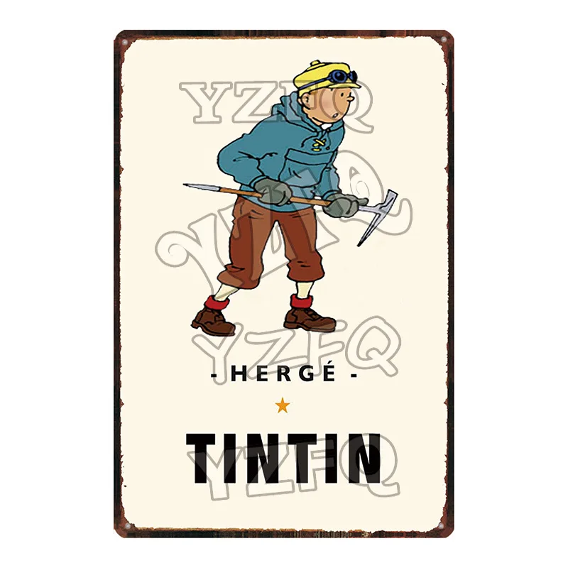 Tintin мультфильм жестяная вывеска металлическая тарелка потертый шик железная живопись детская комната настенный бар домашнее искусство Ремесло Декор 30X20 см DU-5237A - Цвет: DU-5255