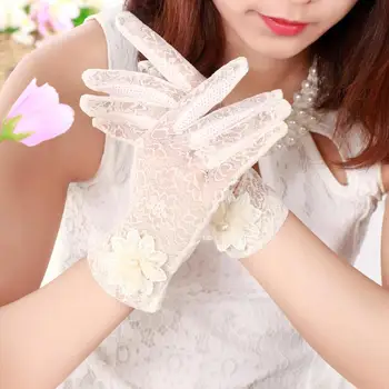 

Lace Summer Sun Short Wrist Gloves Spring Touch Screen UV Sunscreen Car Driving Gloves Party Guantes Mujer Women Gloves