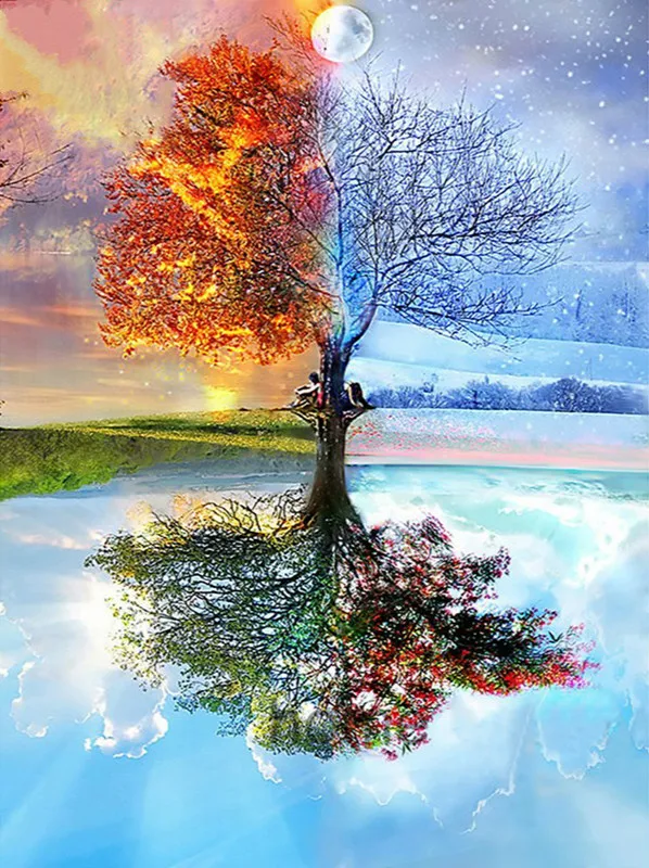 100% Full DIY 5D Diamond Painting Seasons Tree Cross Stitch Diamond Embroidery Patterns Rhinestones Diamond Mosaic