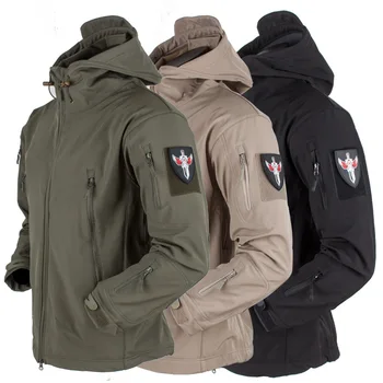 

Military Tactical Shark Skin Soft Shell Jacket Men Waterproof Hiking Jackets Camping Camouflage Hooded Camo Army Clothing