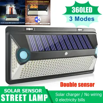 

Outdoor LED Solar Light Double PIR Motion Sensor Wall Lamp Waterproof Solar Street Lamp Night Security Garden Lighting