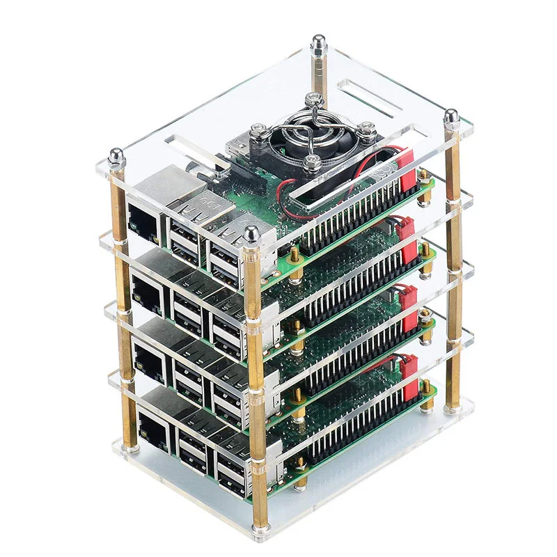 Raspberry Pi 4 Модель B слой акриловый чехол прозрачная коробка крышка для + Охлаждающие
