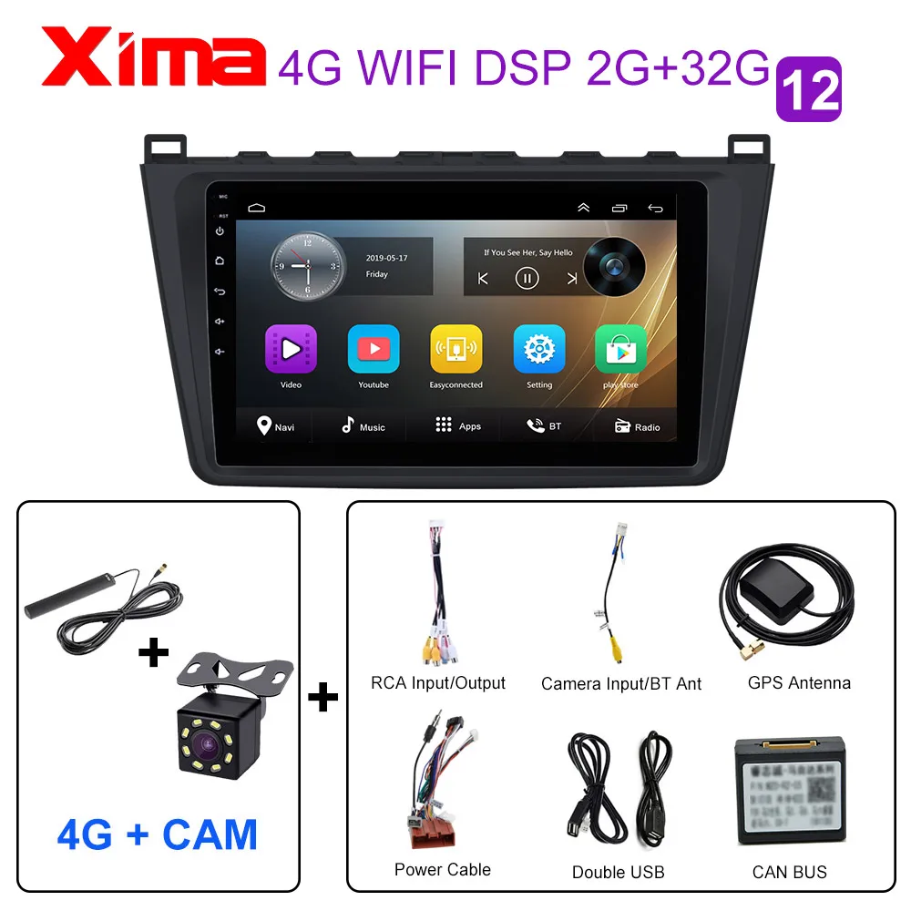 RAM 2G M6-4G-CAM 2G+ 32G 2 din Android 9,0 Автомагнитола для Mazda 6 Rui wing 2008 2009 2010 2011 2012- Wifi радио аудио gps Мультимедиа Playe - Color: RAM 2G M6-4G-CAM