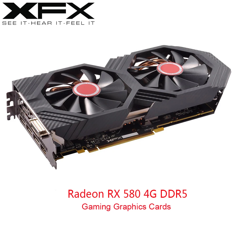 Видеокарта XFX RX580 4 ГБ DDR5, видеокарта AMD GPU Radeon RX 580, 4 Гб, игровые видеокарты для ПК, настольная видеоигра, видеокарта, используемые карты