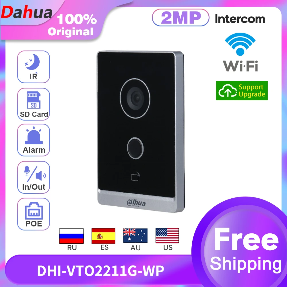 Dahua Intercom Smart Home VTO2211G-WP IP Villa Wi-Fi Outdoor Door Station PoE Two-way Audio IR Night Vision Tamper Alarm IP65 |