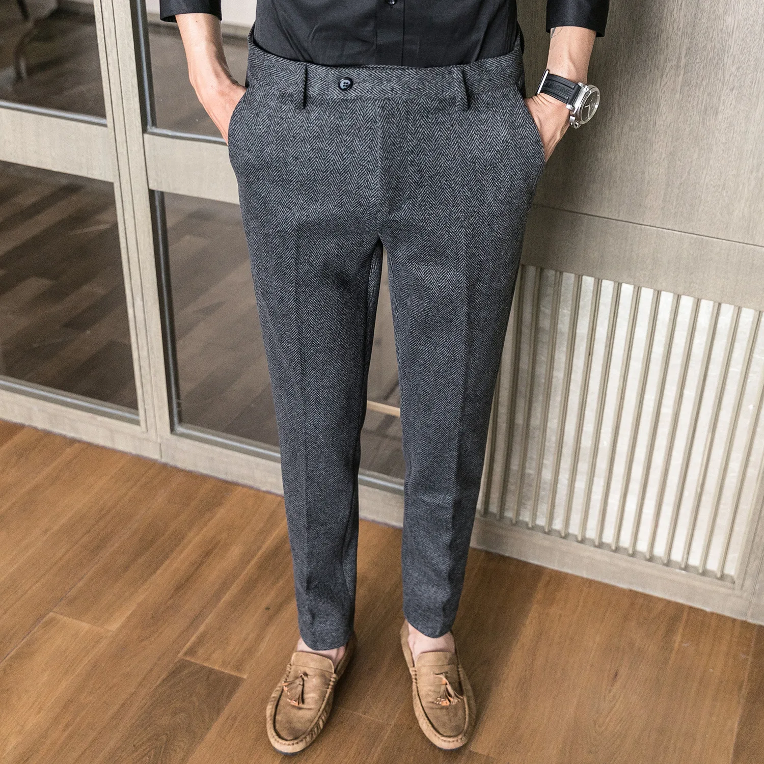 ICPANS Woolen Office Suit Pants Men Slim British Style Wool Business Formal Dress Trousers 2020 ICPANS Woolen Office Suit Pants Men Slim British Style Wool Business Formal Dress Trousers 2020