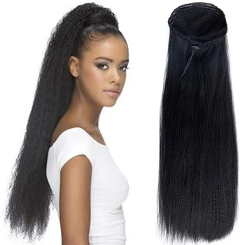 

XUANGUANG Long Kinky Straight Ponytail 22 inch Long Draw String Ponytail with Clips in High Puff Ponytail Hair Exte