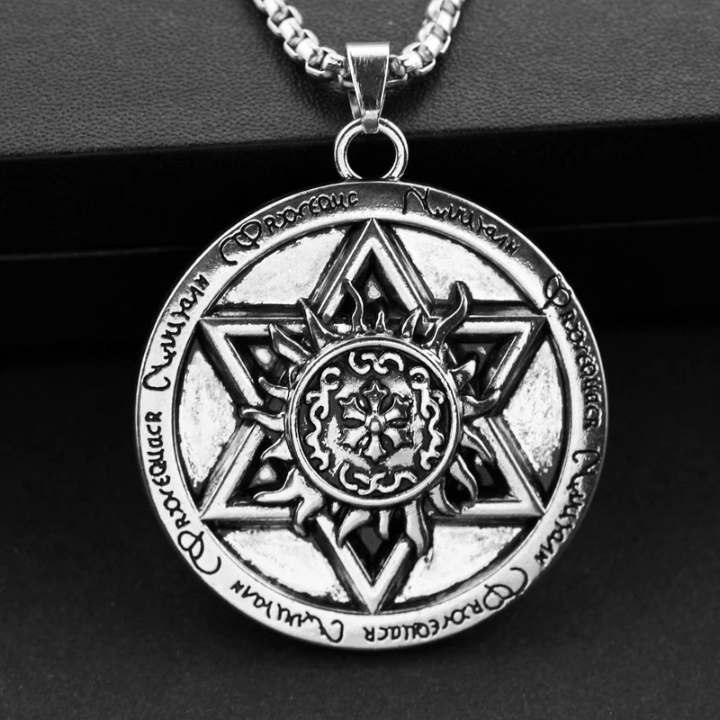 Винтажная сверхъестественная шестиугольная круглая амулет подвеска goth link chain