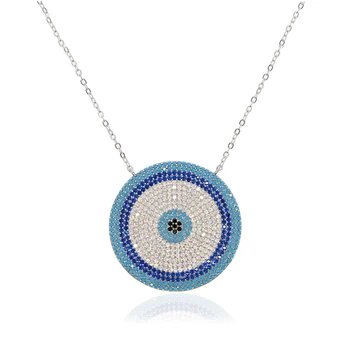 

Micro zirconia Greek Evil Eye Charm Silver color Lucky Blue Eyes Necklace Elegant Women Girls Exquisite Gift Jewelry 2019 new