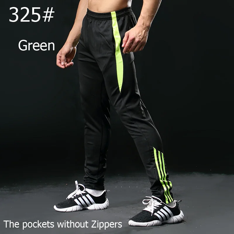 Мужские спортивные штаны для бега на молнии, спортивные штаны для футбола, спортивные длинные штаны для тренировок, эластичные леггинсы, штаны для бега, спортзала - Цвет: 325 green pants