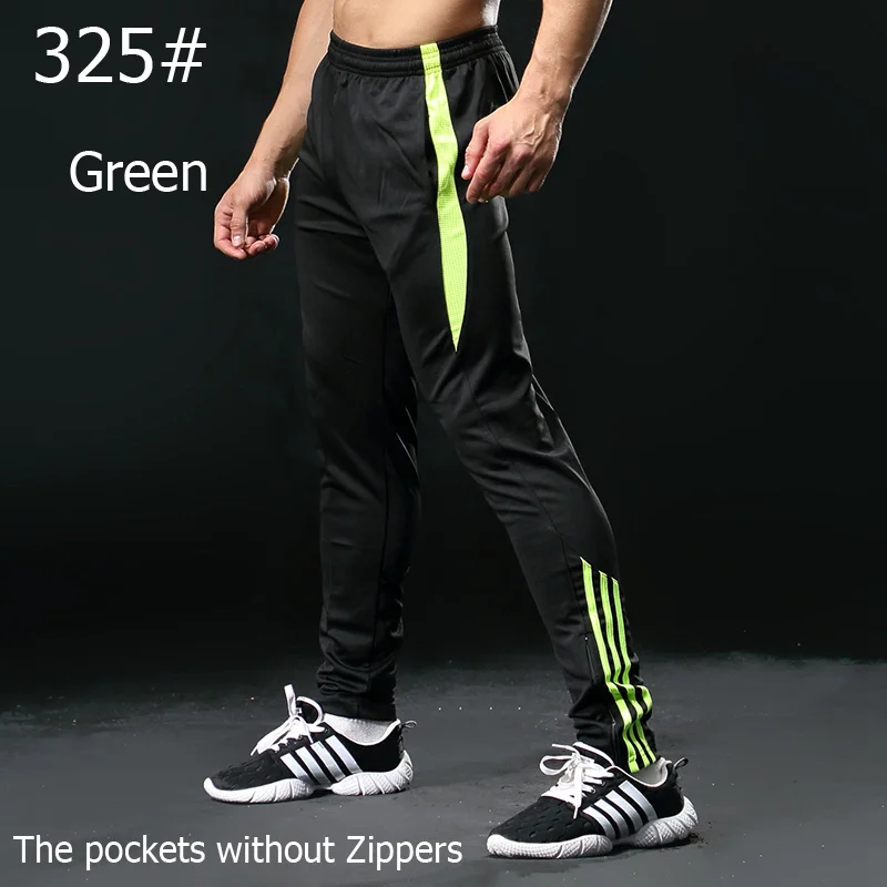 325 green pants Мужские спортивные штаны для бега на молнии, спортивные штаны для футбола, спортивные длинные штаны для тренировок, эластичные леггинсы, штаны для бега, спортзала - Цвет: 325 green pants