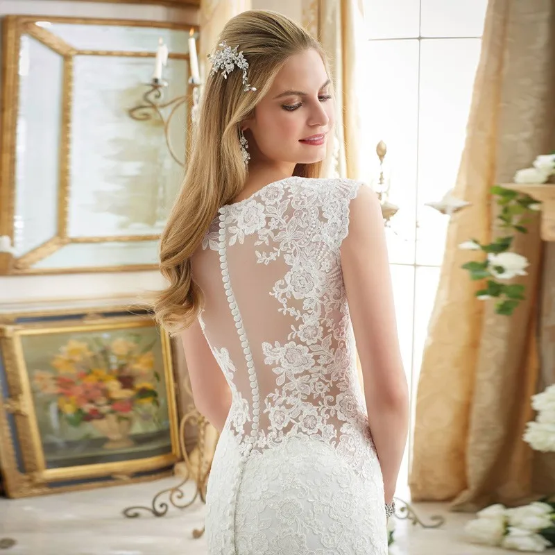 Vestido De Noiva винтажное кружевное Аппликация Русалка v-образный вырез и юбка-годе сексуальное свадебное платье renda Casamento платья для матери невесты