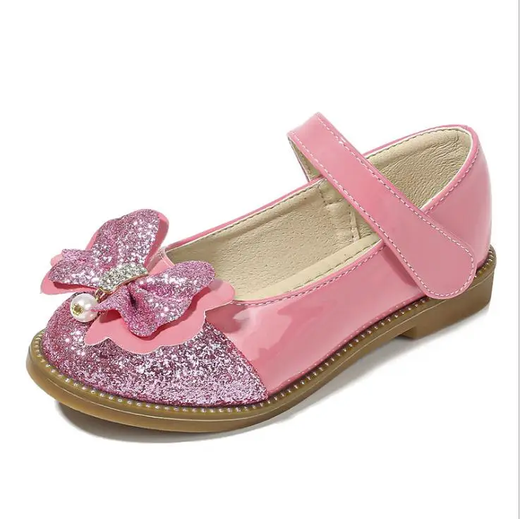 pink Детская одежда для девочек bling туфли-лодочки Танцы летние туфли на плоской подошве вечерние туфли принцессы для девочки; Цвет: розовый, золотистый, серебристый, красный цвета 25-36 619-6 GZX02 - Цвет: pink