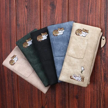 

Cat Wallet PU Purse Embroidery Large Capacity Buckle Bag Card Holder Wallet