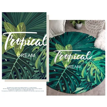 

Round Carpets Living Room Tropical Printed Bedroom Chair Rugs Toilet Bath Decorate Non-slip Door Mat Printed Parlor Bedroom