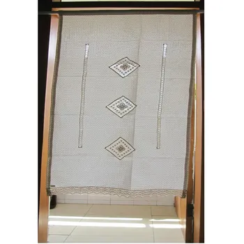 

Handmade embroidered kitchen curtains lace edge shutter shower curtains decorated for cafe home textile beige