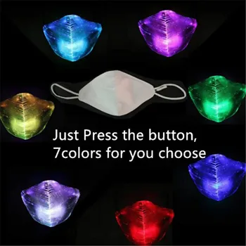 

LED Face Mask PM2.5 Filter USB Luminous Fiber Optic Glowing Dance DJ Party Mouth Cover masque Reusable Anti-Dust Cycling Masks