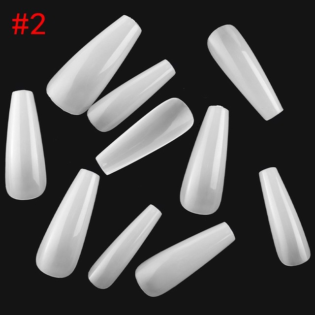Full Cover Coffin Fake Nails Artificial Press on Nails Long Ballerina Design Clear/Natural/white False Nails Art Tips