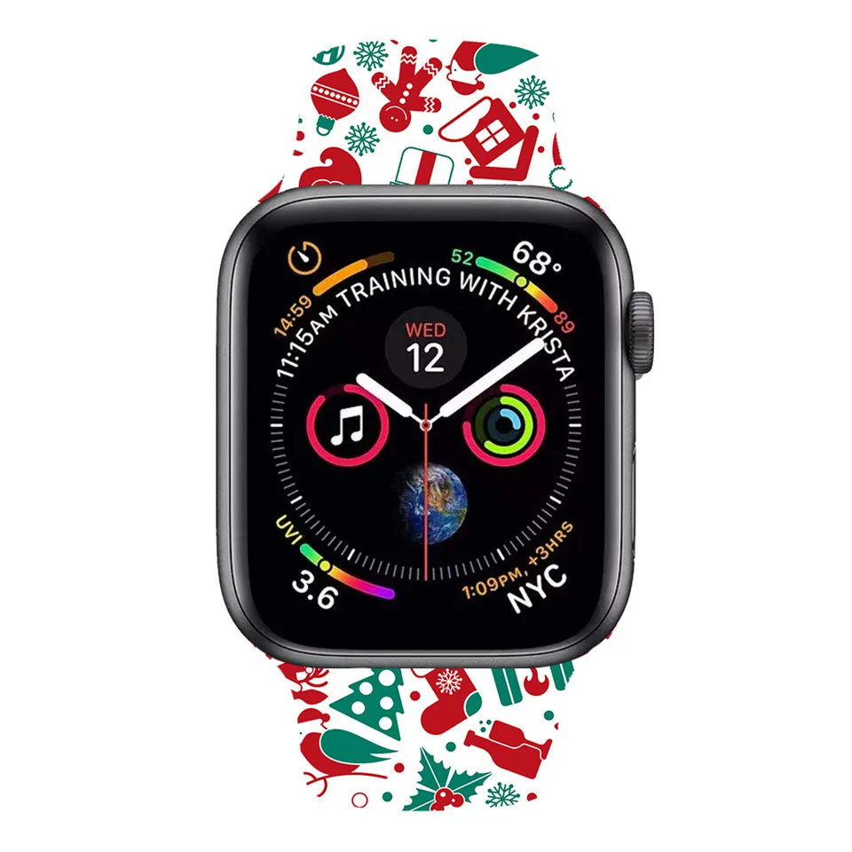 Ремешок для apple watch series 5 4 band correa apple watch 44 мм 40 мм 42 мм 38 мм iwatch 5 4 3 2 1 Рождественский силиконовый браслет