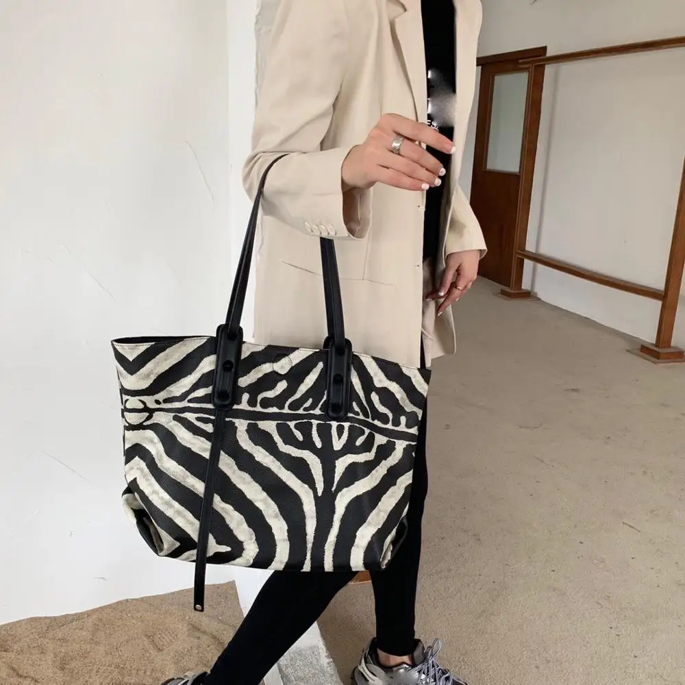 Новые модные женские сумки zebra мягкая сумка для покупок из искусственной кожи