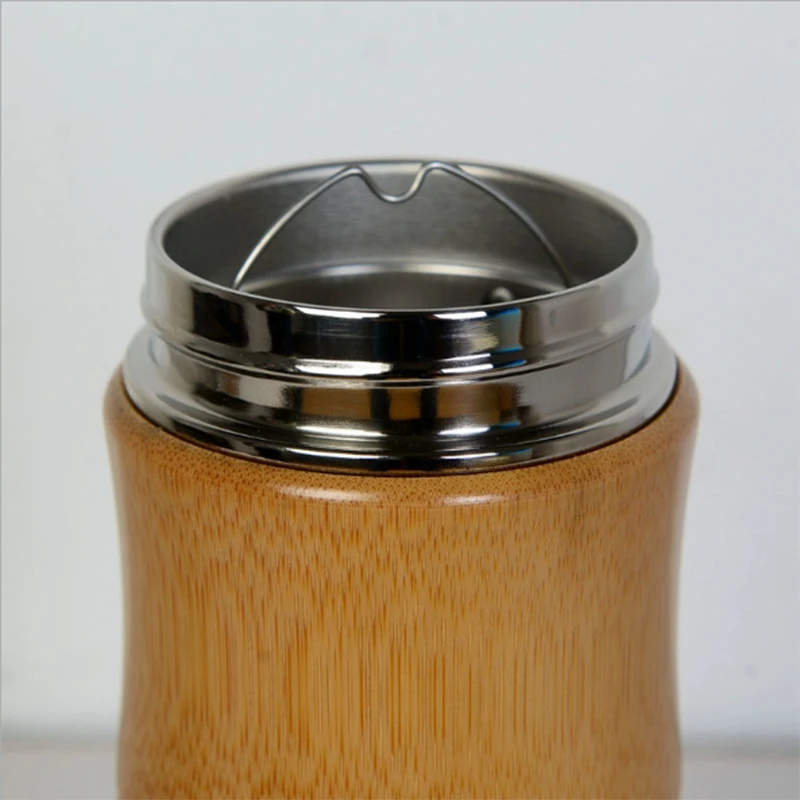 HLZS-400Ml кружки для кофе из нержавеющей стали стакан Термокружка питьевой Чай Молоко бамбук модная теплоизоляция бутылка для воды кружка для путешествий