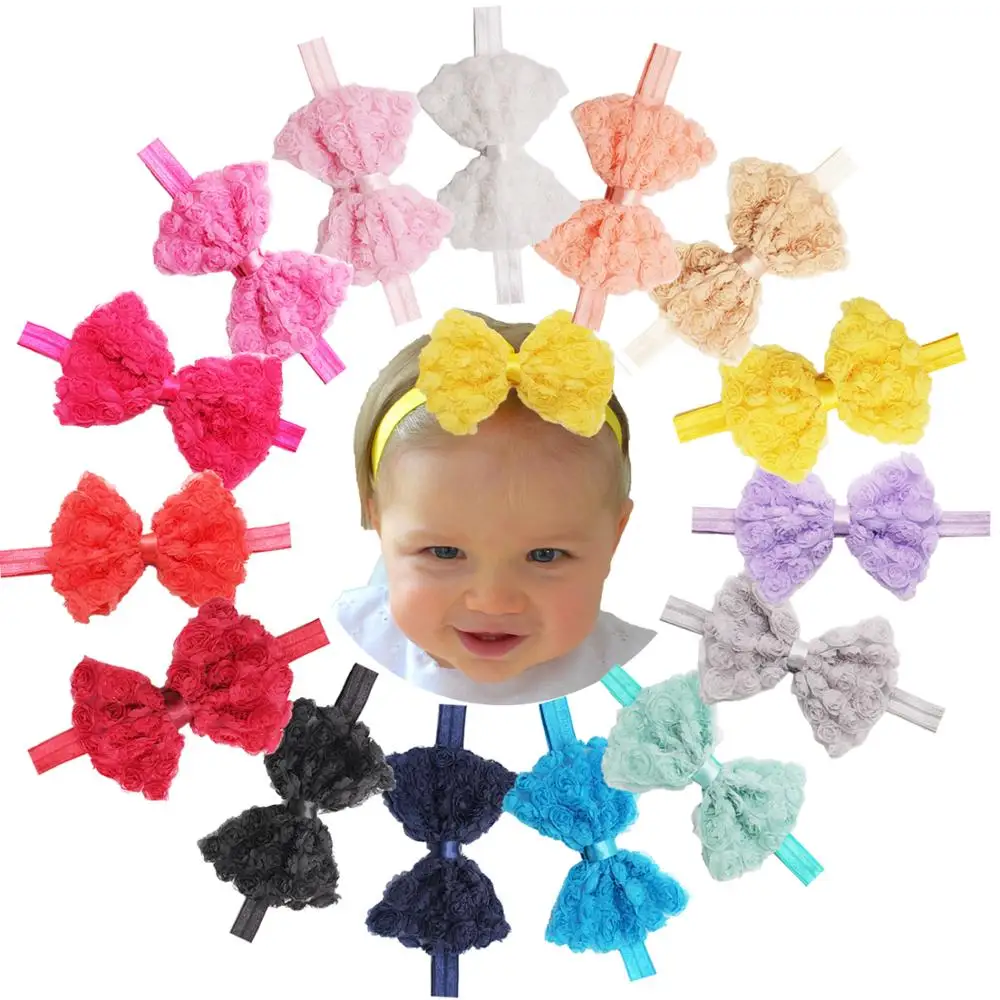 OHREN 3er-Pack Baby-Stirnbänder Mädchen - Elastische Schleifen-Bänder