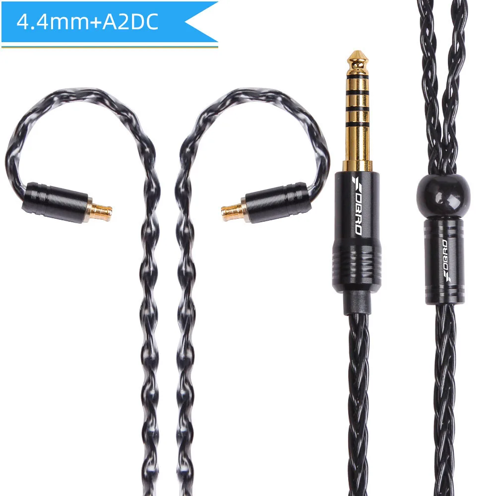 4.4mm A2DC Black FDBRO 8 ядерный мини посеребренные компакт-дисков кабель IE80 MMCX 2Pin A2DC IM 2,5/3,5/4,4 мм балансный кабель для SE315 SE425 SE535 SE846 UE900 H3 - Цвет: 4.4mm A2DC Black