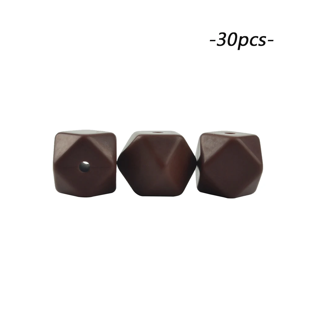 chocolate LOFCA 30 шт. силиконовые бусины Мини шестиугольник 14 мм Детские Игрушки Для Прорезывания Зубов Ожерелье пищевого качества Детские Прорезыватели BPA бесплатно DIY силиконовые украшения - Цвет: chocolate
