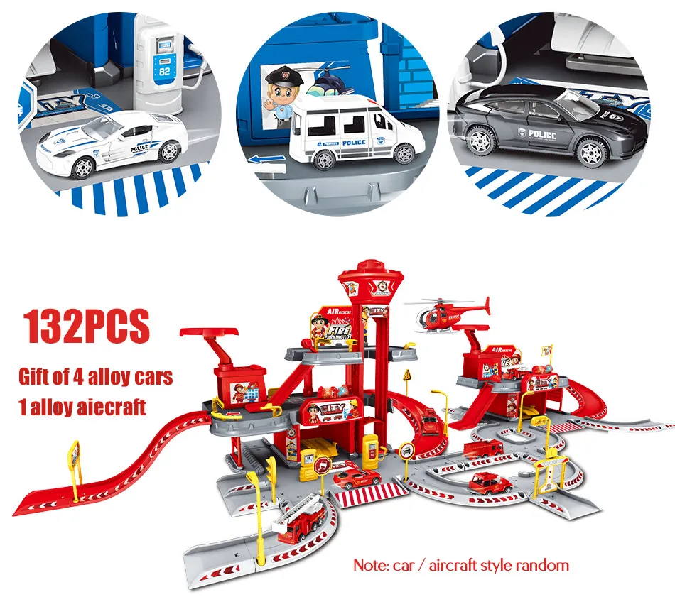 Игрушки для детей, городская полицейская станция, железная дорога, сплав, автомобильная игра, инженерная пожарная машина, трек, машина, сделай сам, модель, строительные наборы, сборка