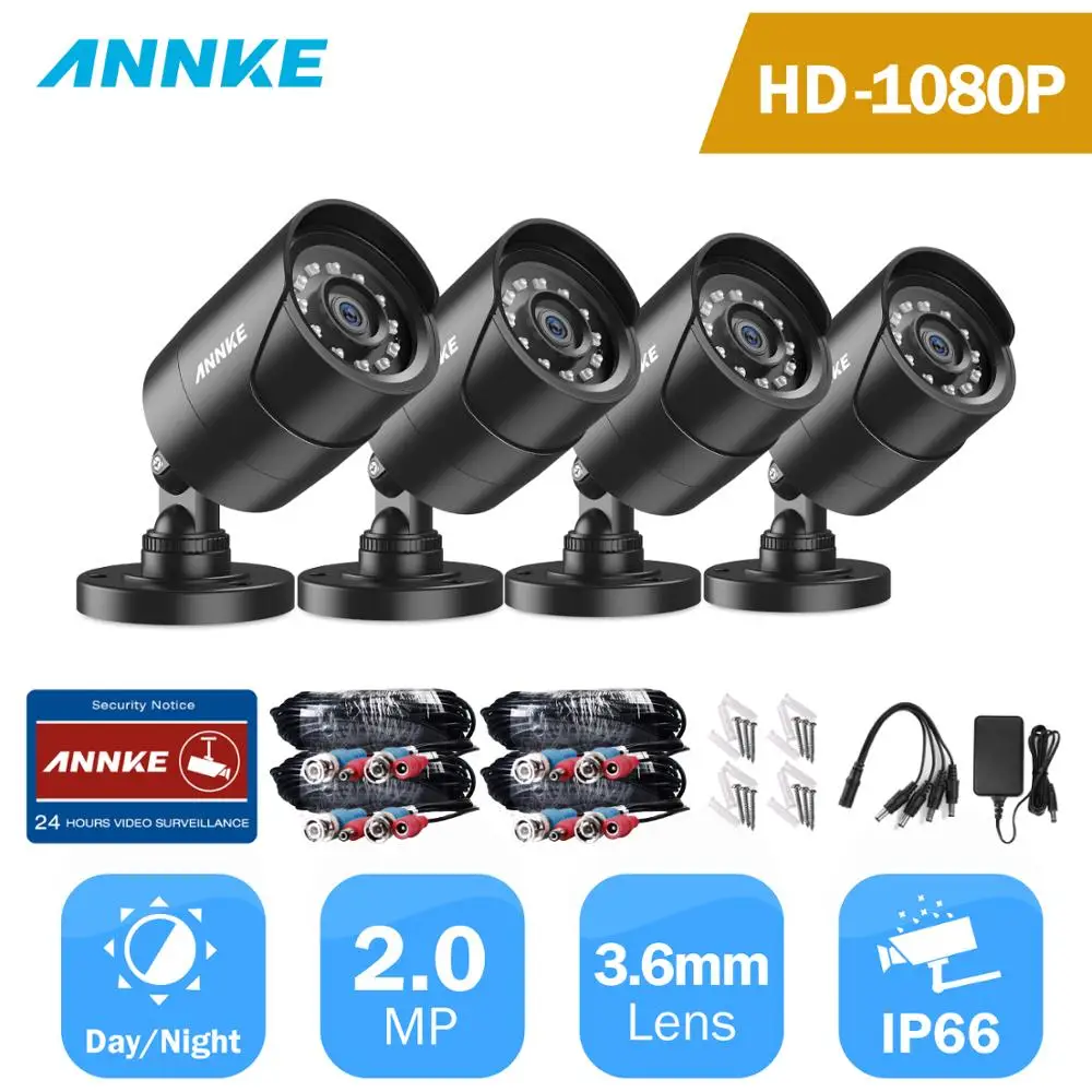 ANNKE 1080P TVI камера безопасности 4 шт. 2MP пули комплект открытый IP66 Всепогодный Корпус