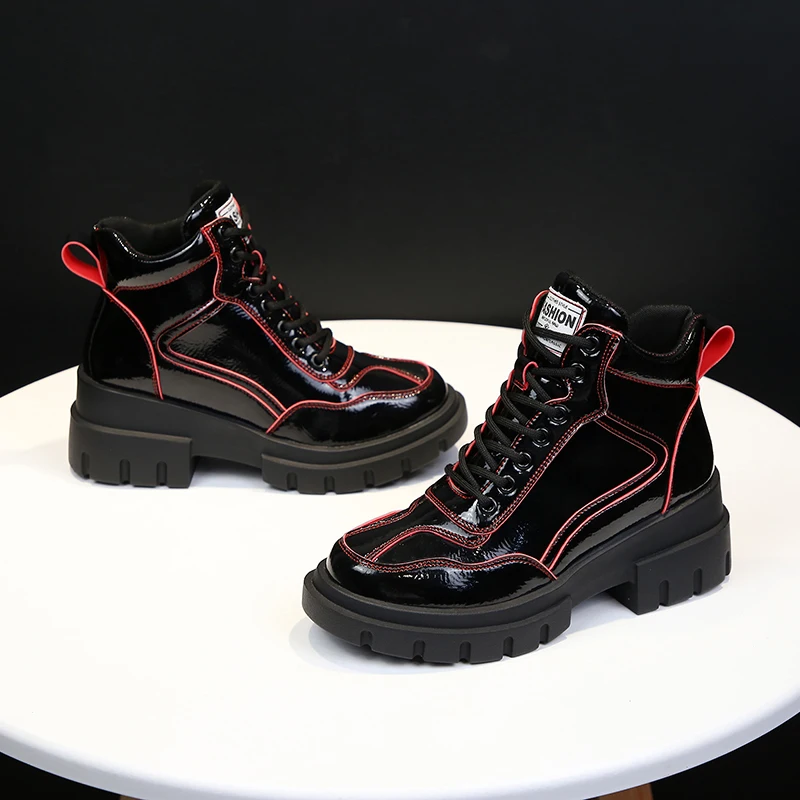 2019 Winter New Women Chunky Sneakers Plus Plush Keep Warm Patent Leathable Winter Boots 2019 Winter New Women Chunky Sneakers Plus Plush Keep Warm Patent Leathable Winter Boots