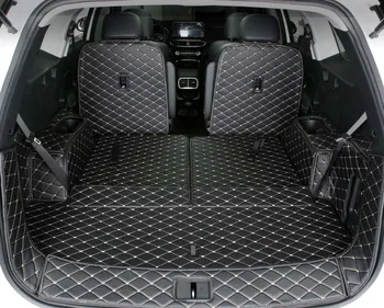 

car styling luxury fiber leather car trunk mat for Hyundai Santa Fe 2019 2020 2021