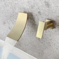 SKOWLL Waterfall Bathtub Faucet Wall Mount Bathroom Tub Faucet 2 Hole Vanity Sink Mixer Tap, Brushed Gold SK-3303 2