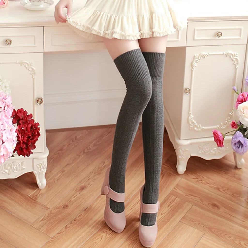 Длинные носки calcetines, однотонные, женские, облегающие, высокие, зимние, хлопковые, теплые, мягкие, хлопковые носки, сексуальные, muslo ponczozy
