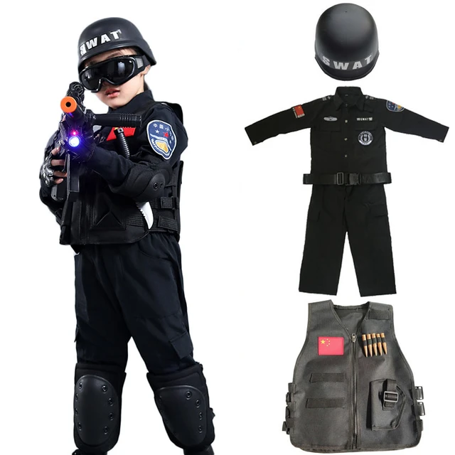 GILET BAMBINI POLIZIOTTO FBI SWAT forze speciali giacca costume completo  berretto polizia EUR 4,99 - PicClick IT