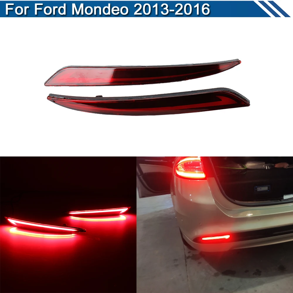 

2Pcs LED Rear Bumper Reflector Warning Light For Ford Mondeo 2013 2014 2015 2016 Braking Brake Light Turn Signal Light