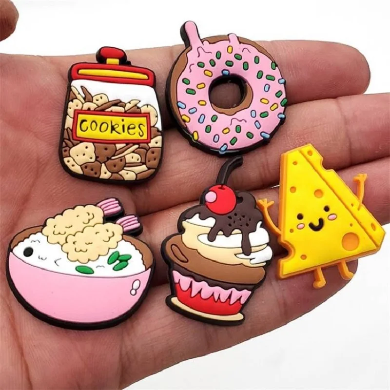 10/20PCS/Set Cartoon Food Shoe Charms Accessories Cute Pizza Sushi Drink PVC Decoration Jibz For Croc Kids Party X-mas Gift | Обувь