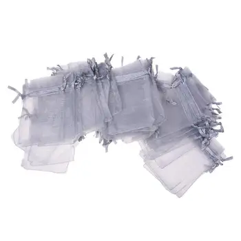 

100 Grey Organza Gift Wedding Favors Bag Pouch 90x70mm HOT