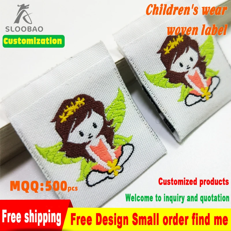 

Children's wear garments Cartoon manufacturer's direct selling high-end label woven customized garment accessories custom