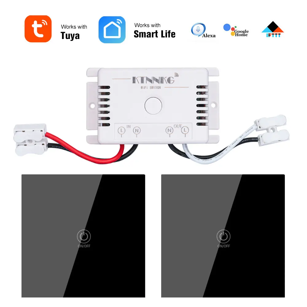 220 V 1 Gang туя приложение Wi-Fi выключатель света Беспроводной удаленного Domotica умный дом лампы Управление релейный модуль для Alexa прямая - Цвет: kit2