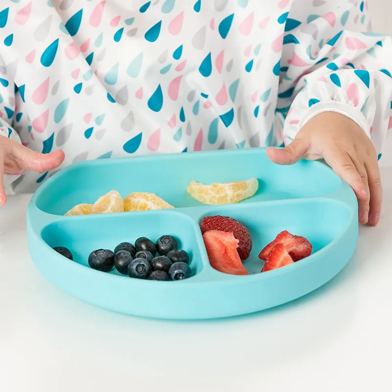 Silicone Strong Plate Edible Suction Cup Anti-Slip Plate for Children Microwave Safe Children Placemat