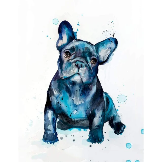 Colorful French Bulldog Easy Paint by Numbers Kit for Adults Free