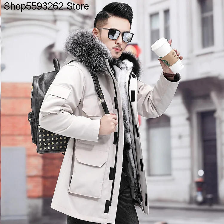 

Big Fox Mao Collar Pai Overcome Male Medium Length Money 2020 Winter Mink Wool Liner Fur One Piece Haining Fur Coat
