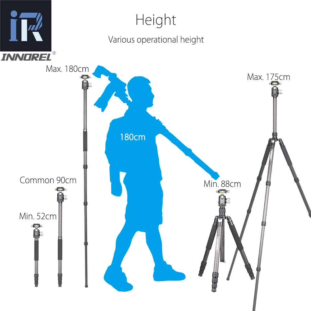  RT75C Super carbon fiber Professional tripod for digital DSLR camera heavy duty stand support doubl