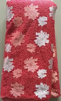 

African stone High Quality Net Lace,French Voile Guipure tulle mesh Lace Fabric For dress 5yd/lot Free Shipping ELL2848 RED